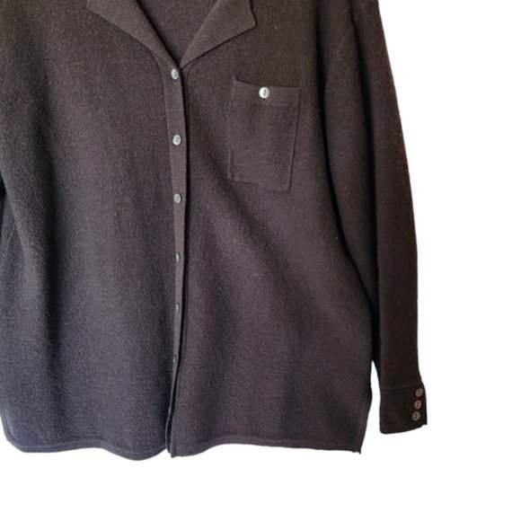 Tweeds Women's Brown 100% Merino Wool Long Sleeve Cardigan Shaket M Medium Jacke - Picture 9 of 16